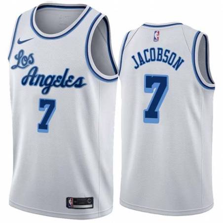 White Classic Sam Jacobson Twill Basketball Jersey -Lakers #7 Jacobson Twill Jerseys, FREE SHIPPING