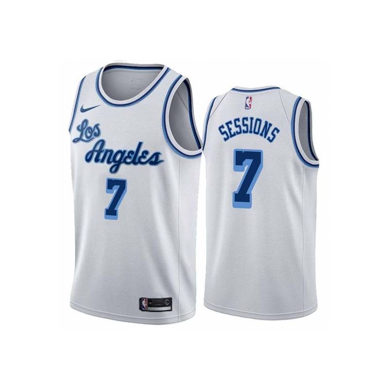 White Classic Ramon Sessions Twill Basketball Jersey -Lakers #7 Sessions Twill Jerseys, FREE SHIPPING