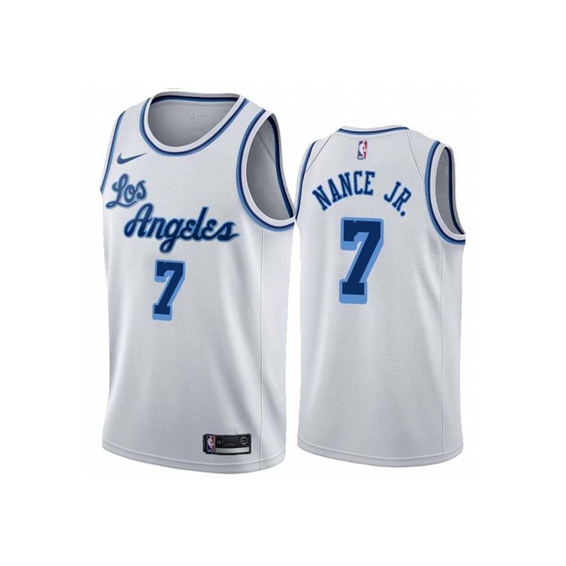 White Classic Larry Nance Jr. Twill Basketball Jersey -Lakers #7 Nance Jr Twill Jerseys, FREE SHIPPING