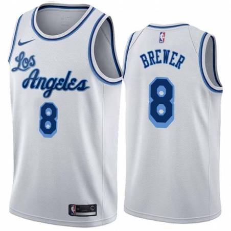 White Classic Jim Brewer Twill Basketball Jersey -Lakers #8 Brewer Twill Jerseys, FREE SHIPPING