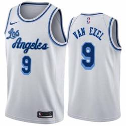 White Classic Nick Van Exel Twill Basketball Jersey -Lakers #9 Van Exel Twill Jerseys, FREE SHIPPING