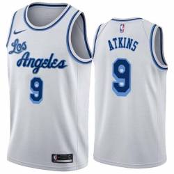White Classic Chucky Atkins Twill Basketball Jersey -Lakers #9 Atkins Twill Jerseys, FREE SHIPPING