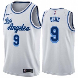 White Classic Luol Deng Twill Basketball Jersey -Lakers #9 Deng Twill Jerseys, FREE SHIPPING