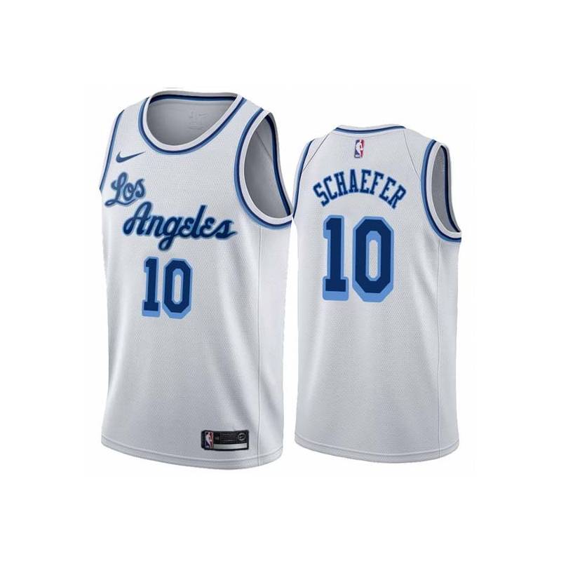 White Classic Herm Schaefer Twill Basketball Jersey -Lakers #10 Schaefer Twill Jerseys, FREE SHIPPING