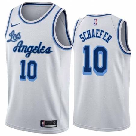 White Classic Herm Schaefer Twill Basketball Jersey -Lakers #10 Schaefer Twill Jerseys, FREE SHIPPING