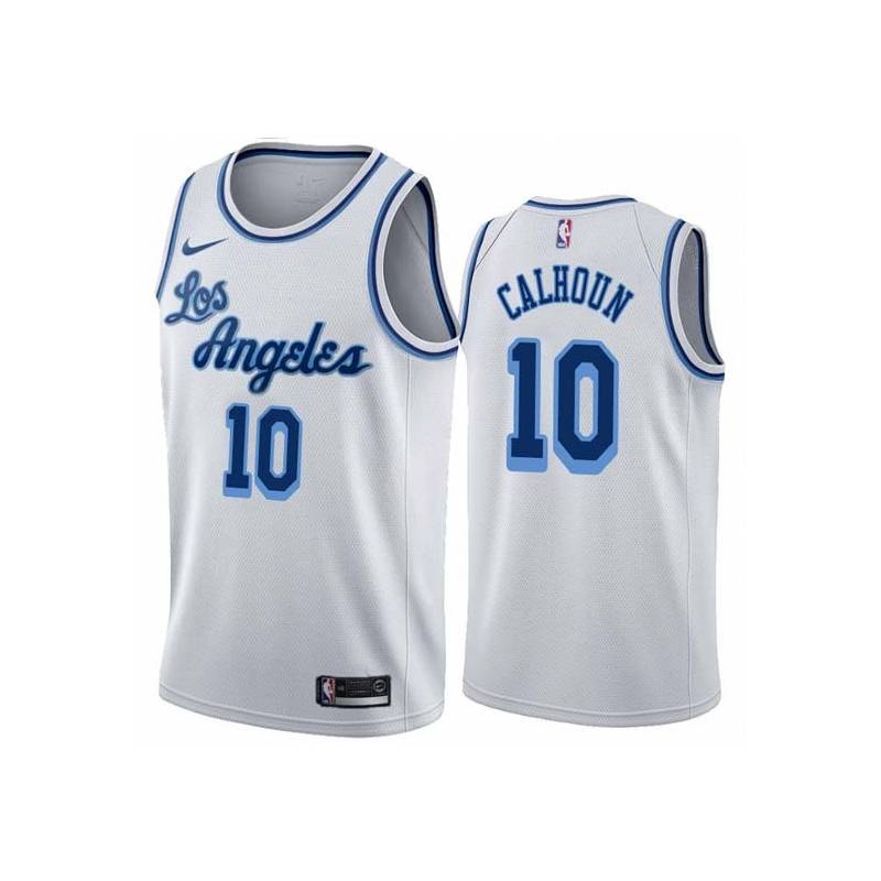 White Classic Corky Calhoun Twill Basketball Jersey -Lakers #10 Calhoun Twill Jerseys, FREE SHIPPING