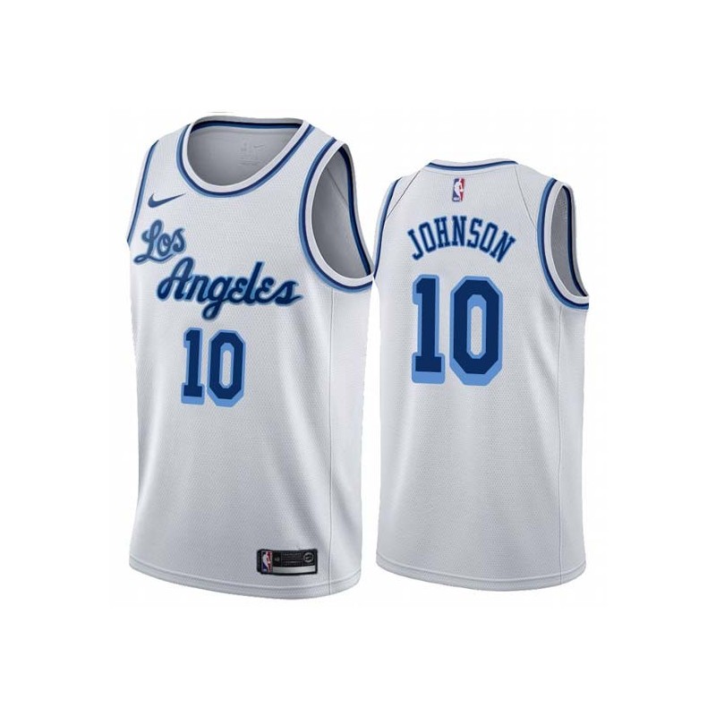 White Classic Trey Johnson Twill Basketball Jersey -Lakers #10 Johnson Twill Jerseys, FREE SHIPPING