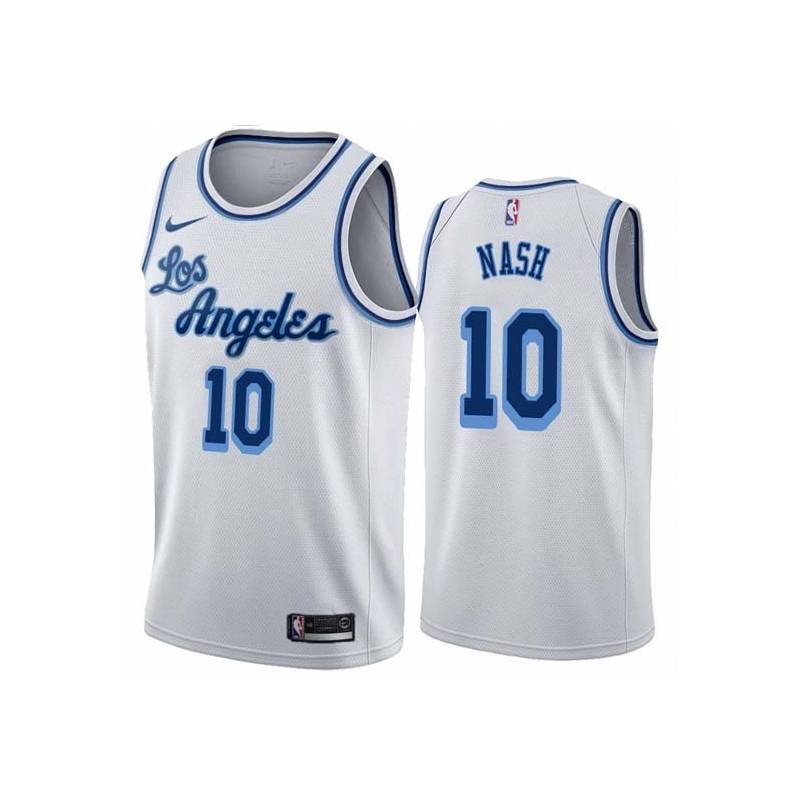 White Classic Steve Nash Twill Basketball Jersey -Lakers #10 Nash Twill Jerseys, FREE SHIPPING