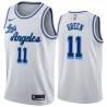 White Classic Devin Green Twill Basketball Jersey -Lakers #11 Green Twill Jerseys, FREE SHIPPING