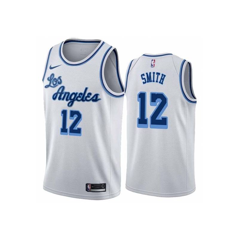 White Classic Don Smith Twill Basketball Jersey -Lakers #12 Smith Twill Jerseys, FREE SHIPPING