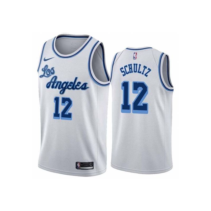 White Classic Howie Schultz Twill Basketball Jersey -Lakers #12 Schultz Twill Jerseys, FREE SHIPPING