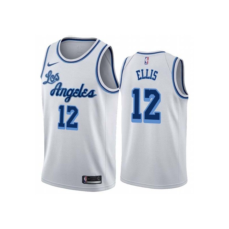 White Classic Boo Ellis Twill Basketball Jersey -Lakers #12 Ellis Twill Jerseys, FREE SHIPPING