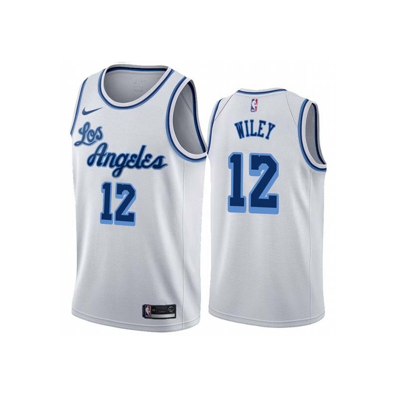 White Classic Gene Wiley Twill Basketball Jersey -Lakers #12 Wiley Twill Jerseys, FREE SHIPPING