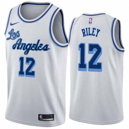 White Classic Pat Riley Twill Basketball Jersey -Lakers #12 Riley Twill Jerseys, FREE SHIPPING