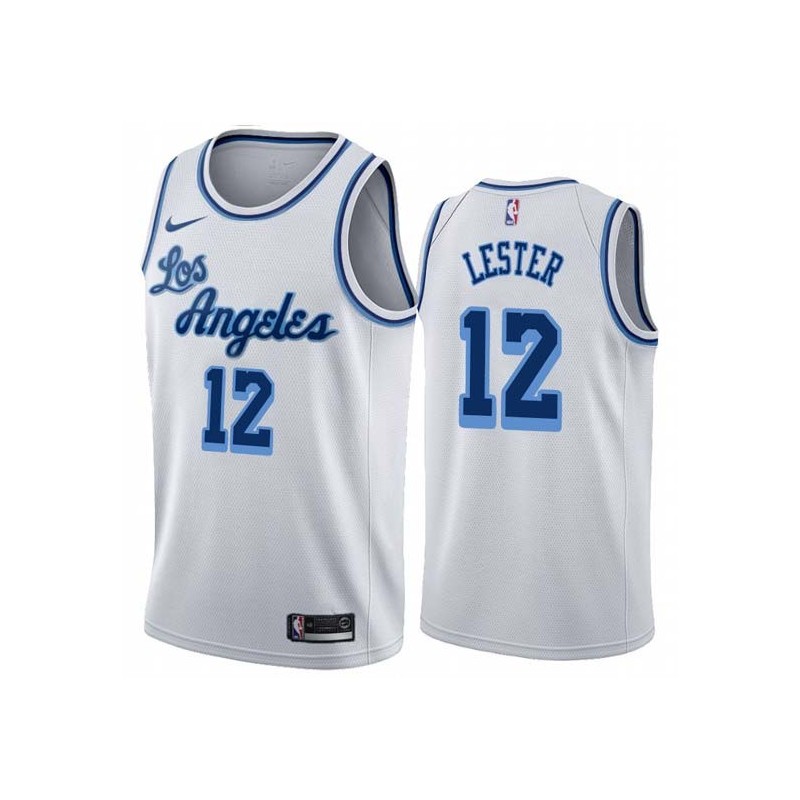 White Classic Ronnie Lester Twill Basketball Jersey -Lakers #12 Lester Twill Jerseys, FREE SHIPPING