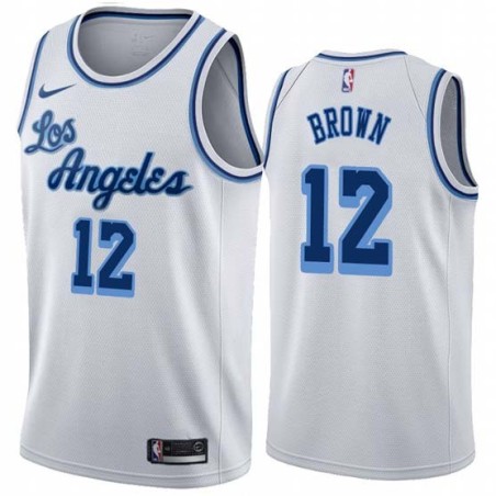 White Classic Shannon Brown Twill Basketball Jersey -Lakers #12 Brown Twill Jerseys, FREE SHIPPING