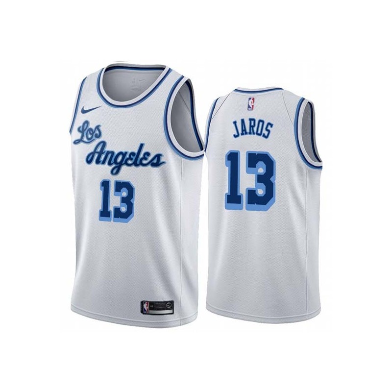 White Classic Tony Jaros Twill Basketball Jersey -Lakers #13 Jaros Twill Jerseys, FREE SHIPPING