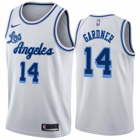 White Classic Earl Gardner Twill Basketball Jersey -Lakers #14 Gardner Twill Jerseys, FREE SHIPPING