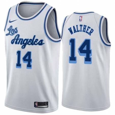 White Classic Paul Walther Twill Basketball Jersey -Lakers #14 Walther Twill Jerseys, FREE SHIPPING