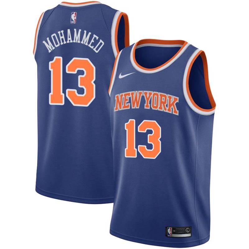 Blue Nazr Mohammed Twill Basketball Jersey -Knicks #13 Mohammed Twill Jerseys, FREE SHIPPING