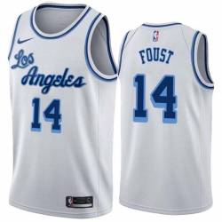 White Classic Larry Foust Twill Basketball Jersey -Lakers #14 Foust Twill Jerseys, FREE SHIPPING