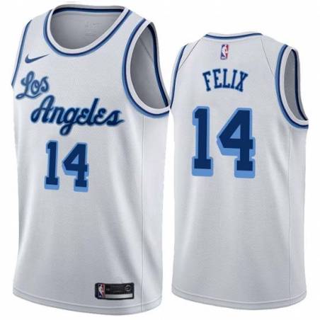 White Classic Ray Felix Twill Basketball Jersey -Lakers #14 Felix Twill Jerseys, FREE SHIPPING