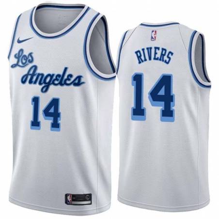 White Classic David Rivers Twill Basketball Jersey -Lakers #14 Rivers Twill Jerseys, FREE SHIPPING