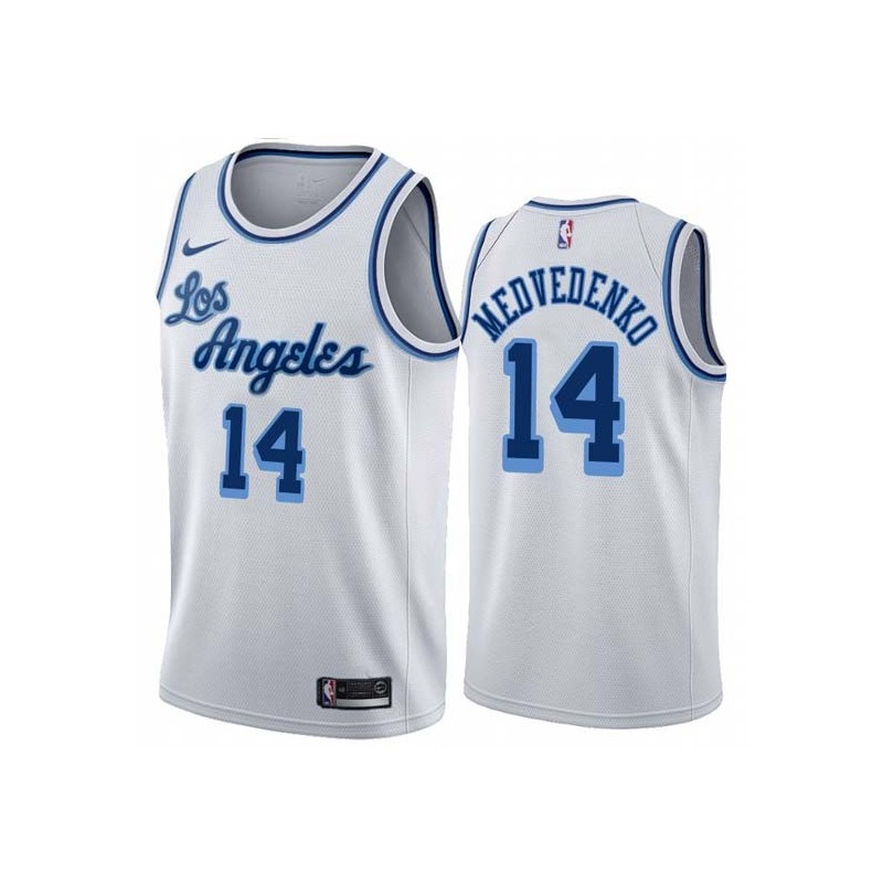 White Classic Stanislav Medvedenko Twill Basketball Jersey -Lakers #14 Medvedenko Twill Jerseys, FREE SHIPPING