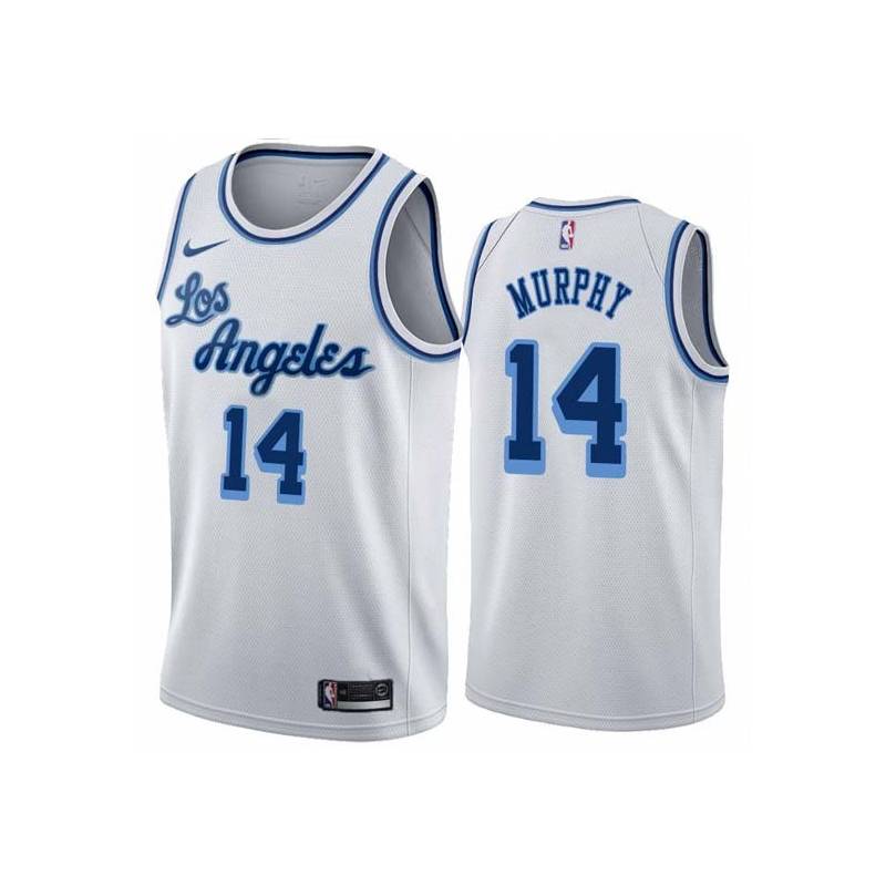 White Classic Troy Murphy Twill Basketball Jersey -Lakers #14 Murphy Twill Jerseys, FREE SHIPPING