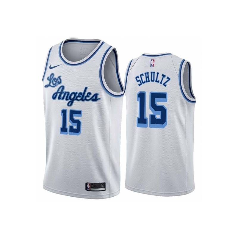 White Classic Howie Schultz Twill Basketball Jersey -Lakers #15 Schultz Twill Jerseys, FREE SHIPPING