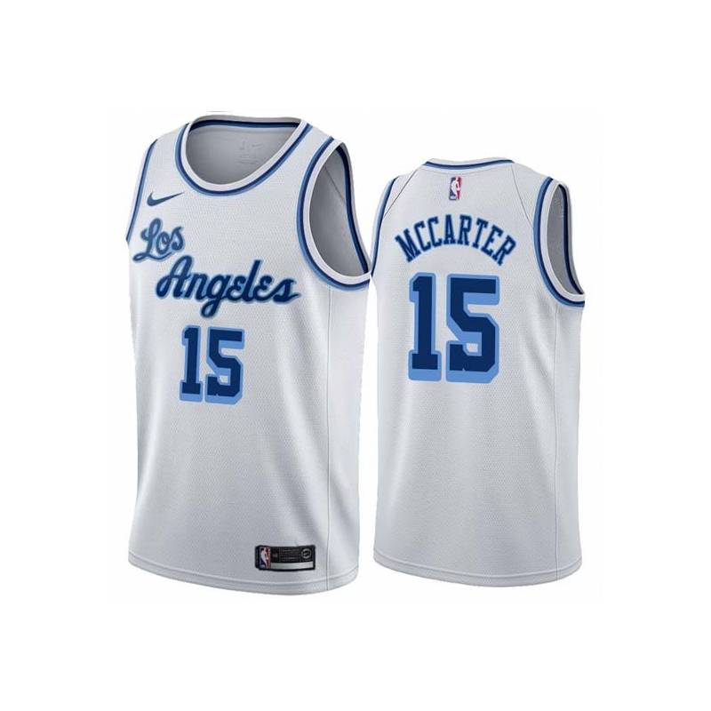 White Classic Willie McCarter Twill Basketball Jersey -Lakers #15 McCarter Twill Jerseys, FREE SHIPPING