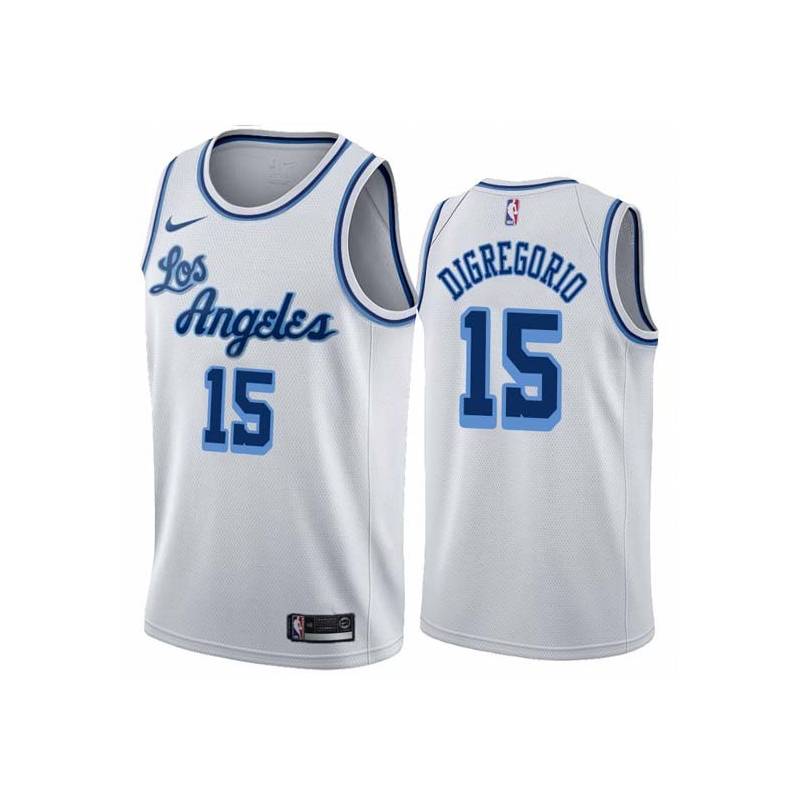 White Classic Ernie DiGregorio Twill Basketball Jersey -Lakers #15 DiGregorio Twill Jerseys, FREE SHIPPING