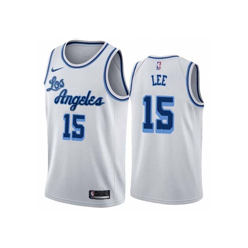 White Classic Butch Lee Twill Basketball Jersey -Lakers #15 Lee Twill Jerseys, FREE SHIPPING