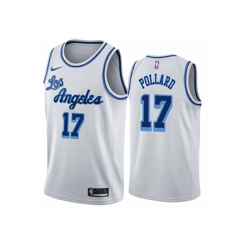 White Classic Jim Pollard Twill Basketball Jersey -Lakers #17 Pollard Twill Jerseys, FREE SHIPPING