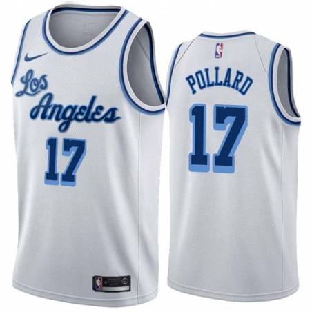 White Classic Jim Pollard Twill Basketball Jersey -Lakers #17 Pollard Twill Jerseys, FREE SHIPPING