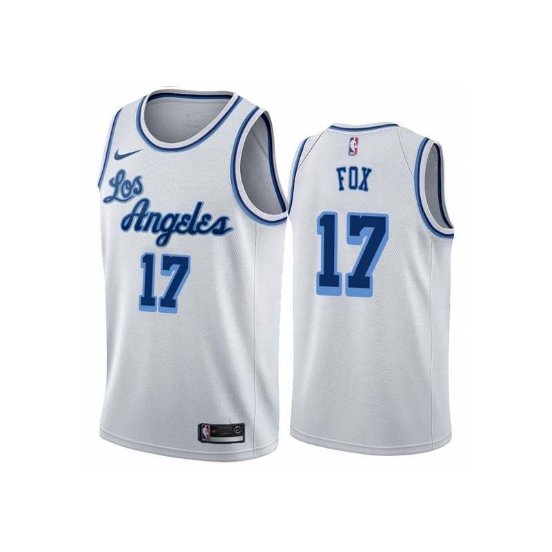 White Classic Rick Fox Twill Basketball Jersey -Lakers #17 Fox Twill Jerseys, FREE SHIPPING