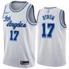 White Classic Andrew Bynum Twill Basketball Jersey -Lakers #17 Bynum Twill Jerseys, FREE SHIPPING