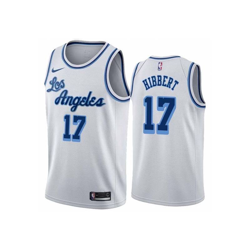 White Classic Roy Hibbert Twill Basketball Jersey -Lakers #17 Hibbert Twill Jerseys, FREE SHIPPING