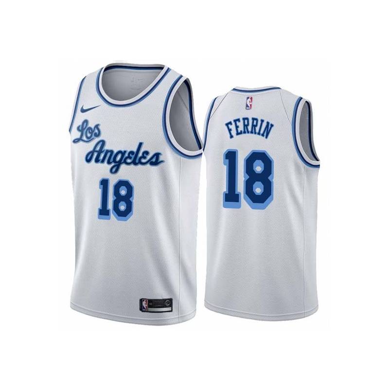 White Classic Arnie Ferrin Twill Basketball Jersey -Lakers #18 Ferrin Twill Jerseys, FREE SHIPPING