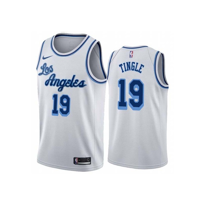 White Classic Jack Tingle Twill Basketball Jersey -Lakers #19 Tingle Twill Jerseys, FREE SHIPPING