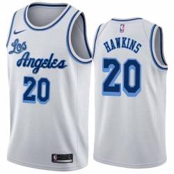 White Classic Tom Hawkins Twill Basketball Jersey -Lakers #20 Hawkins Twill Jerseys, FREE SHIPPING