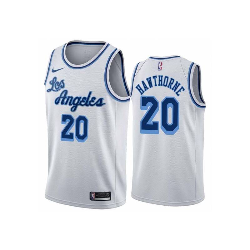 White Classic Nate Hawthorne Twill Basketball Jersey -Lakers #20 Hawthorne Twill Jerseys, FREE SHIPPING