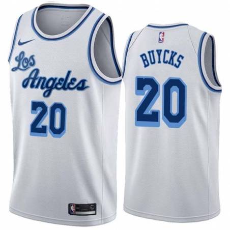 White Classic Dwight Buycks Twill Basketball Jersey -Lakers #20 Buycks Twill Jerseys, FREE SHIPPING