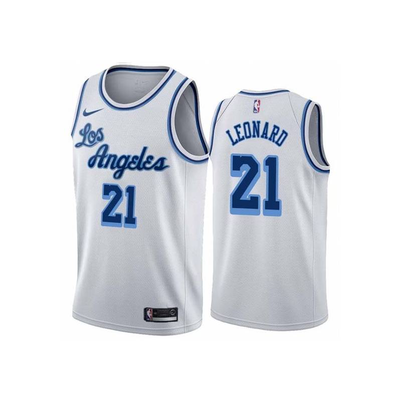 White Classic Slick Leonard Twill Basketball Jersey -Lakers #21 Leonard Twill Jerseys, FREE SHIPPING