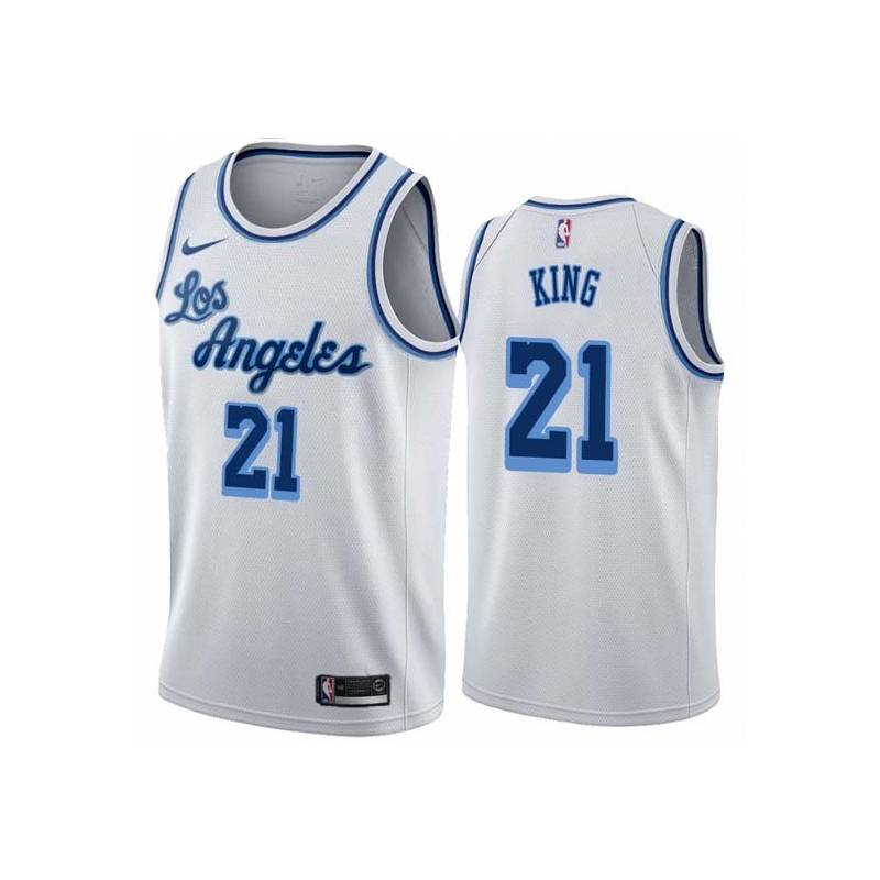 White Classic Jim King Twill Basketball Jersey -Lakers #21 King Twill Jerseys, FREE SHIPPING