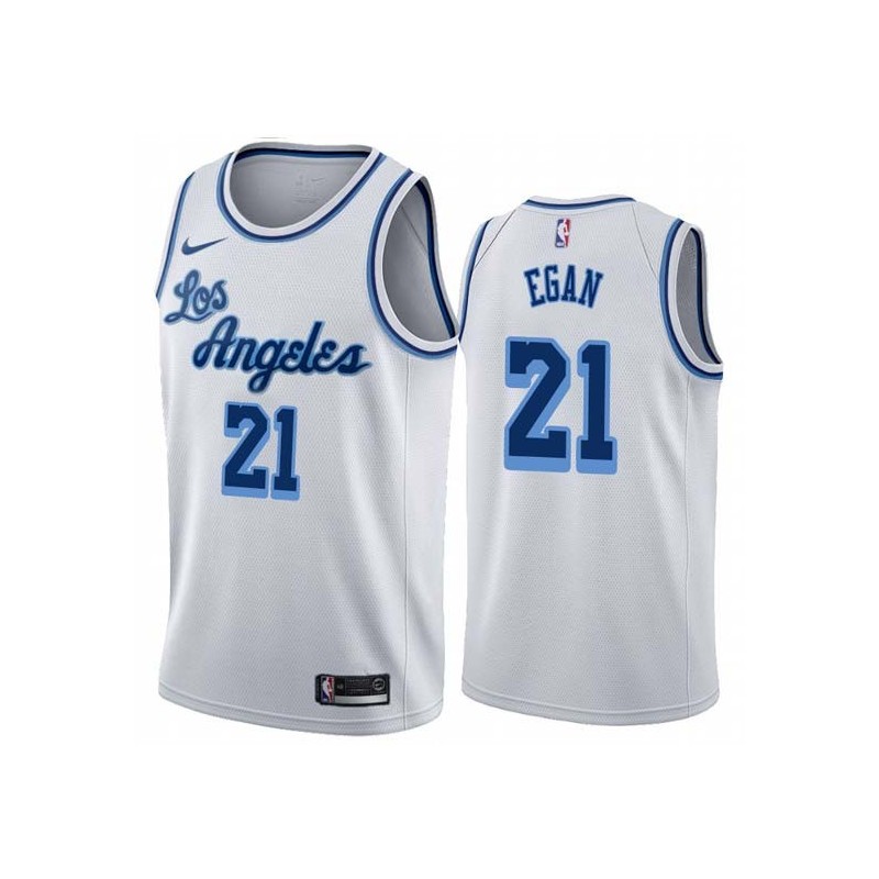 White Classic Johnny Egan Twill Basketball Jersey -Lakers #21 Egan Twill Jerseys, FREE SHIPPING