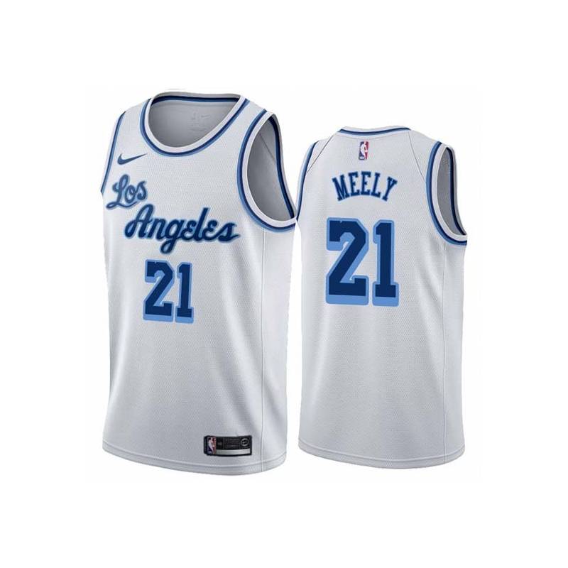 White Classic Cliff Meely Twill Basketball Jersey -Lakers #21 Meely Twill Jerseys, FREE SHIPPING