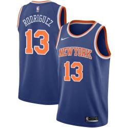 Blue Sergio Rodriguez Twill Basketball Jersey -Knicks #13 Rodriguez Twill Jerseys, FREE SHIPPING