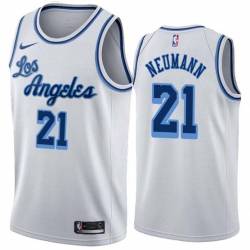 White Classic Johnny Neumann Twill Basketball Jersey -Lakers #21 Neumann Twill Jerseys, FREE SHIPPING