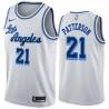 White Classic Ruben Patterson Twill Basketball Jersey -Lakers #21 Patterson Twill Jerseys, FREE SHIPPING